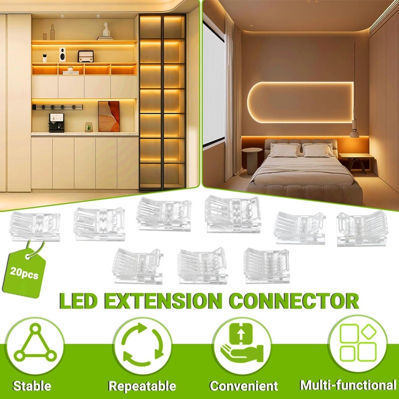 EPLZON6 Pin 12 mm LED Strip Connector LED Light Connector Strip to Wire Quick Connector RGB Lights Adapter Clear Unwired Gapless Track Lighting Connector for 5050 LED RGB Strip Light(20pcs) - Image 5